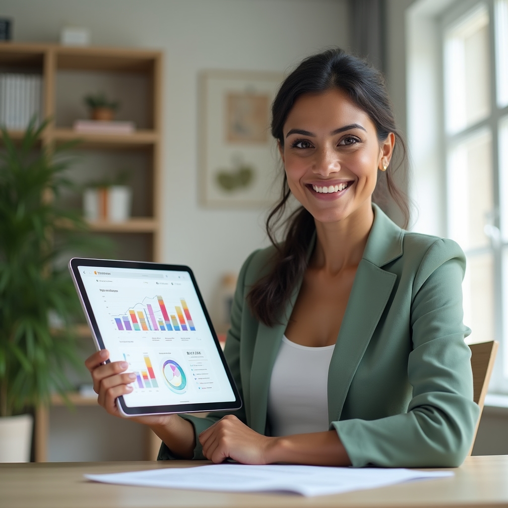 Imprenditore italiano che analizza dati finanziari su tablet in ufficio