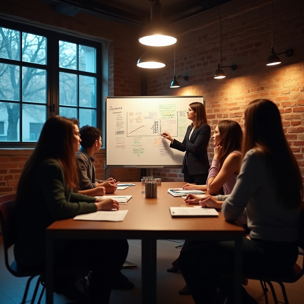 Sala workshop con imprenditori che partecipano a una sessione di formazione finanziaria